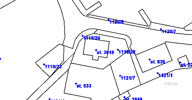 Parcela st. 3018 v KÚ Prachatice, Katastrální mapa