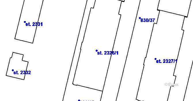 Parcela st. 2326/1 v KÚ Prachatice, Katastrální mapa