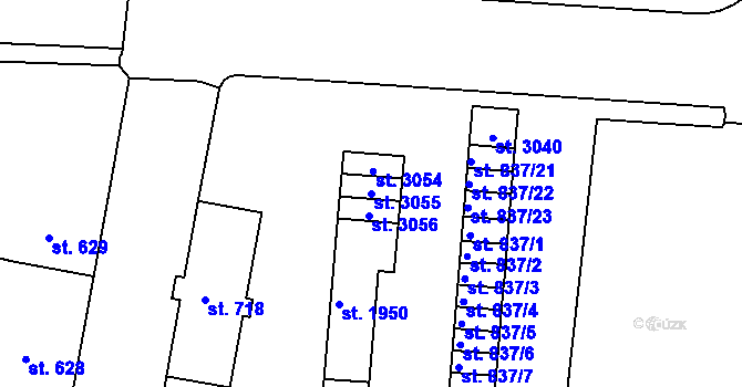 Parcela st. 3055 v KÚ Prachatice, Katastrální mapa