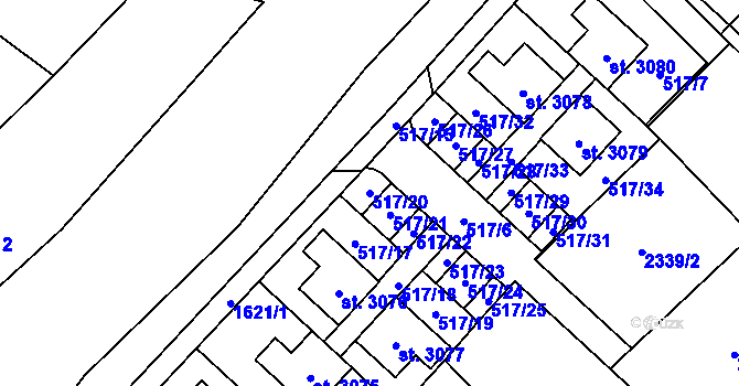 Parcela st. 517/20 v KÚ Prachatice, Katastrální mapa