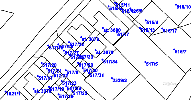 Parcela st. 3079 v KÚ Prachatice, Katastrální mapa