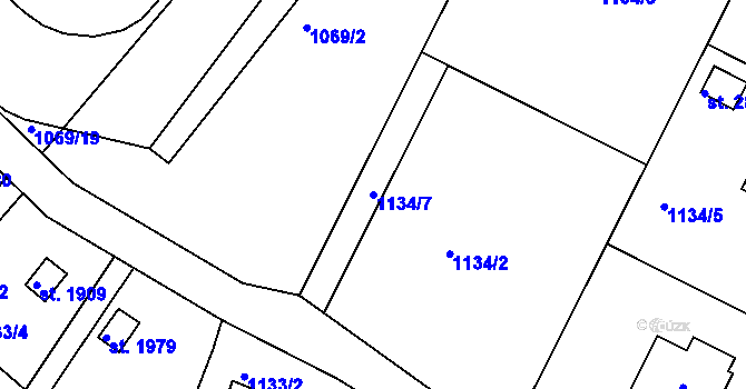 Parcela st. 1134/7 v KÚ Prachatice, Katastrální mapa