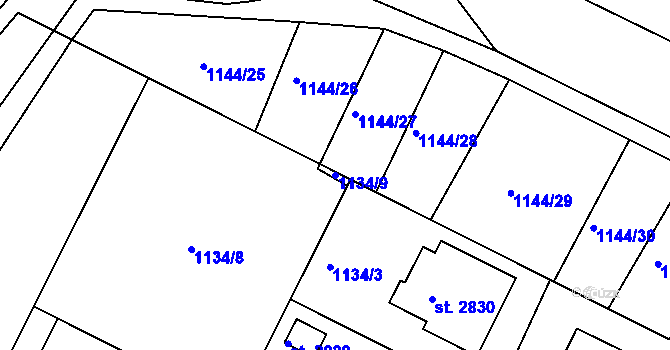 Parcela st. 1134/9 v KÚ Prachatice, Katastrální mapa
