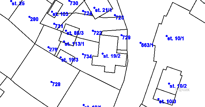 Parcela st. 19/2 v KÚ Staré Prachatice, Katastrální mapa