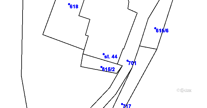 Parcela st. 44 v KÚ Staré Prachatice, Katastrální mapa