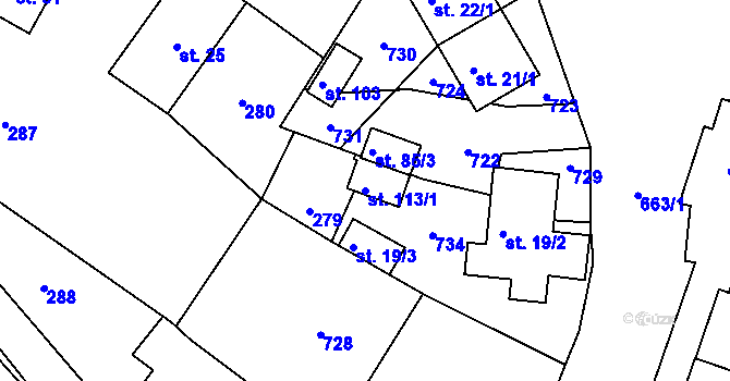 Parcela st. 113/1 v KÚ Staré Prachatice, Katastrální mapa