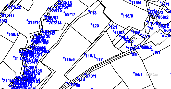 Parcela st. 115 v KÚ Staré Prachatice, Katastrální mapa