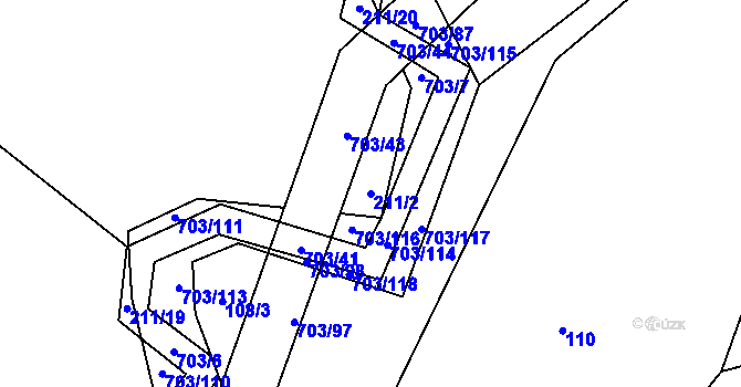 Parcela st. 211/2 v KÚ Staré Prachatice, Katastrální mapa