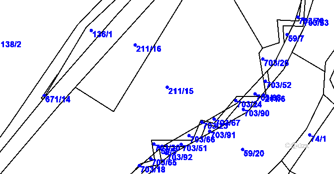 Parcela st. 211/15 v KÚ Staré Prachatice, Katastrální mapa