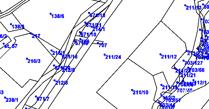 Parcela st. 211/24 v KÚ Staré Prachatice, Katastrální mapa