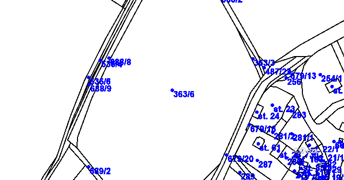 Parcela st. 363/6 v KÚ Staré Prachatice, Katastrální mapa