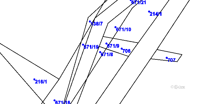 Parcela st. 671/8 v KÚ Staré Prachatice, Katastrální mapa