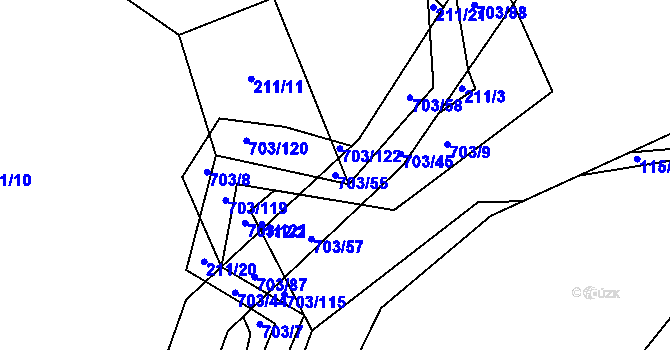 Parcela st. 703/55 v KÚ Staré Prachatice, Katastrální mapa