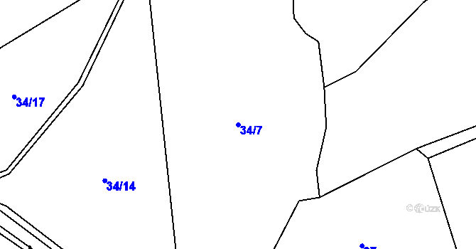 Parcela st. 34/7 v KÚ Kahov, Katastrální mapa