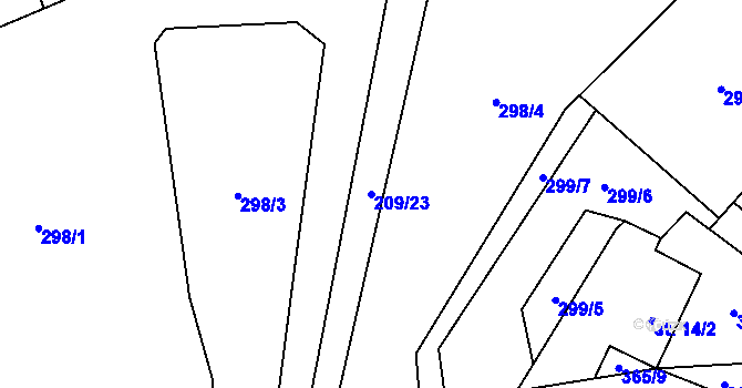 Parcela st. 209/23 v KÚ Kahov, Katastrální mapa