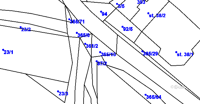 Parcela st. 365/15 v KÚ Kahov, Katastrální mapa