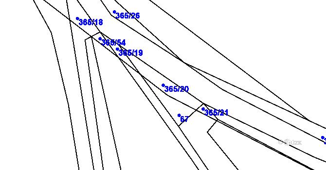 Parcela st. 365/20 v KÚ Kahov, Katastrální mapa
