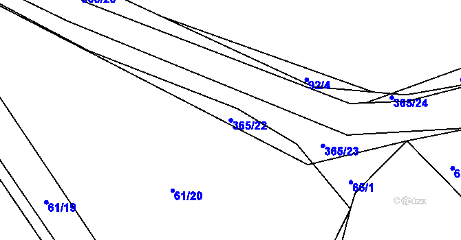 Parcela st. 365/22 v KÚ Kahov, Katastrální mapa