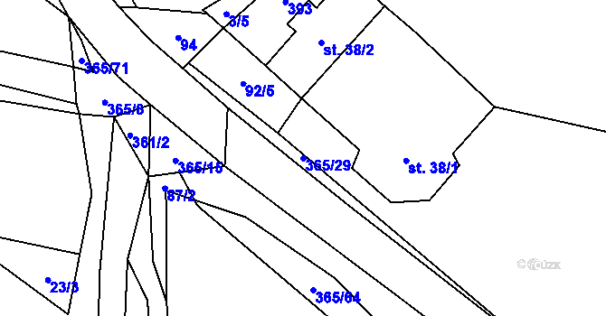 Parcela st. 365/29 v KÚ Kahov, Katastrální mapa