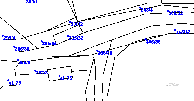Parcela st. 365/36 v KÚ Kahov, Katastrální mapa