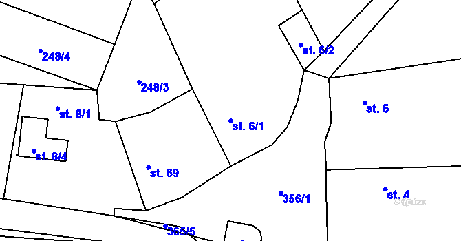 Parcela st. 6/1 v KÚ Kahov, Katastrální mapa
