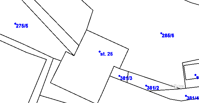 Parcela st. 25 v KÚ Kahov, Katastrální mapa