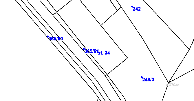 Parcela st. 34 v KÚ Kahov, Katastrální mapa