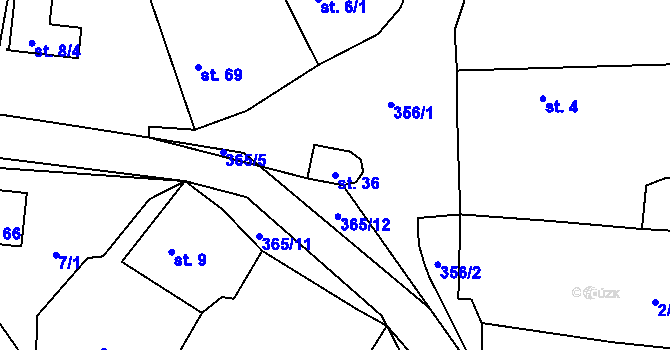 Parcela st. 36 v KÚ Kahov, Katastrální mapa