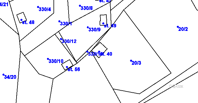 Parcela st. 40 v KÚ Kahov, Katastrální mapa