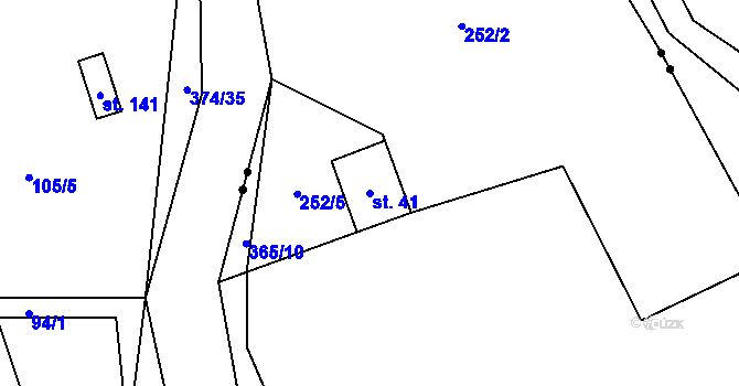 Parcela st. 41 v KÚ Kahov, Katastrální mapa