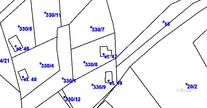 Parcela st. 47 v KÚ Kahov, Katastrální mapa
