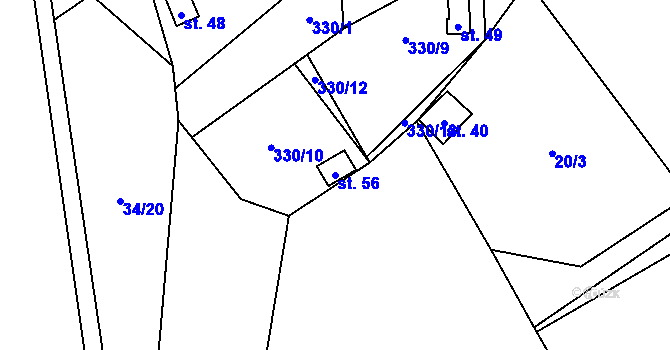 Parcela st. 56 v KÚ Kahov, Katastrální mapa