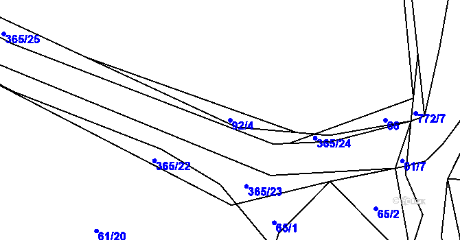 Parcela st. 92/4 v KÚ Kahov, Katastrální mapa