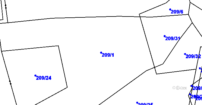 Parcela st. 209/1 v KÚ Kahov, Katastrální mapa