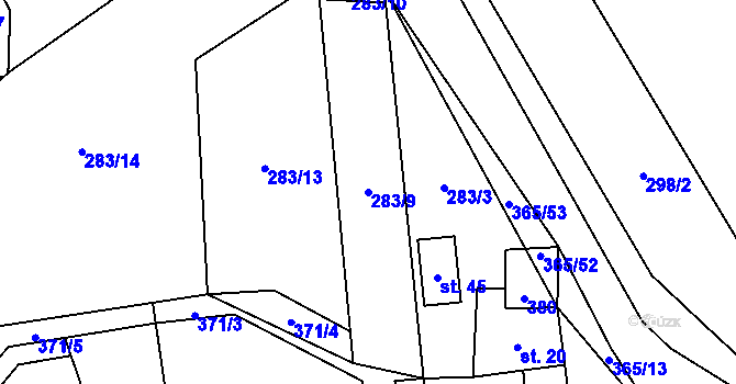 Parcela st. 283/9 v KÚ Kahov, Katastrální mapa