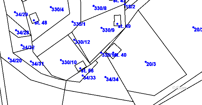 Parcela st. 330/13 v KÚ Kahov, Katastrální mapa