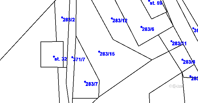 Parcela st. 283/15 v KÚ Kahov, Katastrální mapa