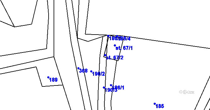 Parcela st. 67/2 v KÚ Kahov, Katastrální mapa