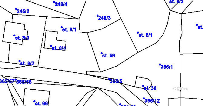 Parcela st. 69 v KÚ Kahov, Katastrální mapa