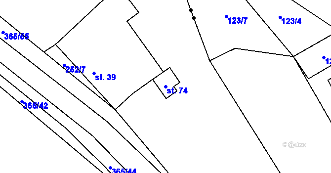 Parcela st. 74 v KÚ Kahov, Katastrální mapa