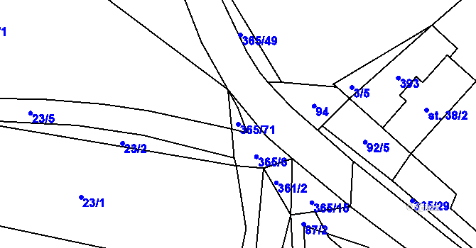 Parcela st. 365/71 v KÚ Kahov, Katastrální mapa