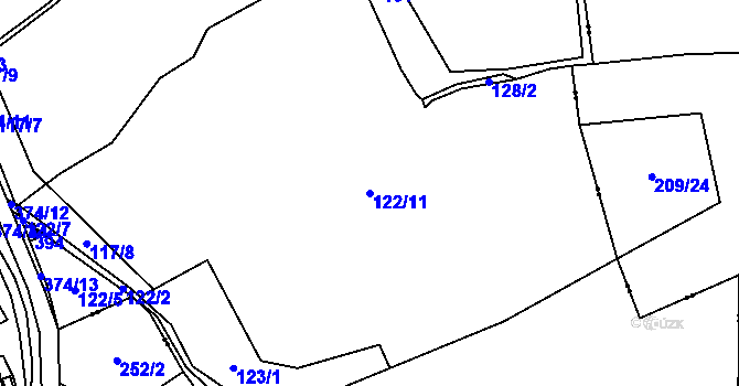 Parcela st. 122/11 v KÚ Oseky, Katastrální mapa