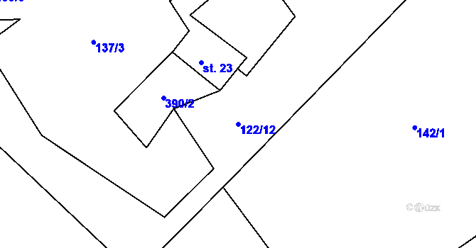 Parcela st. 122/12 v KÚ Oseky, Katastrální mapa