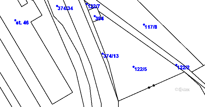 Parcela st. 374/13 v KÚ Oseky, Katastrální mapa