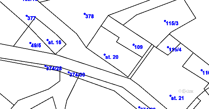 Parcela st. 20 v KÚ Oseky, Katastrální mapa