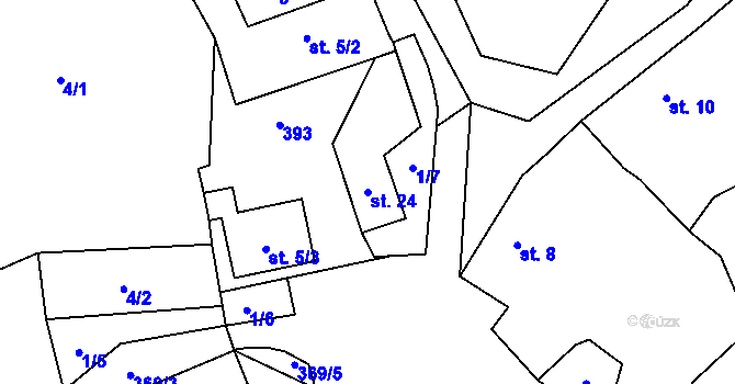 Parcela st. 24 v KÚ Oseky, Katastrální mapa