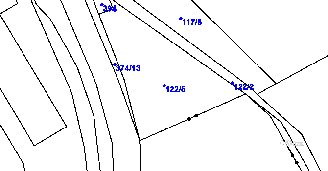 Parcela st. 122/5 v KÚ Oseky, Katastrální mapa