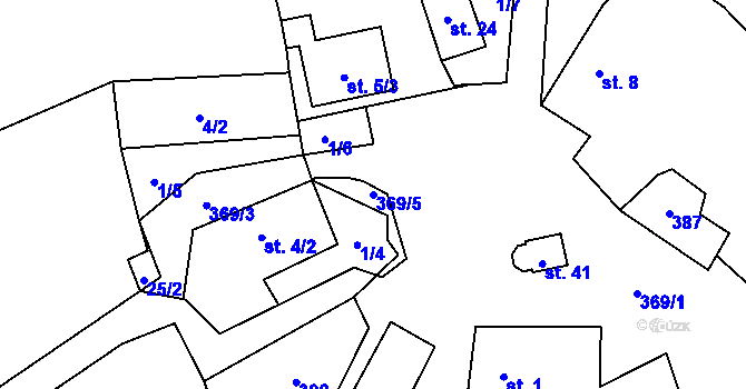 Parcela st. 369/5 v KÚ Oseky, Katastrální mapa
