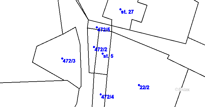 Parcela st. 5 v KÚ Volovice, Katastrální mapa