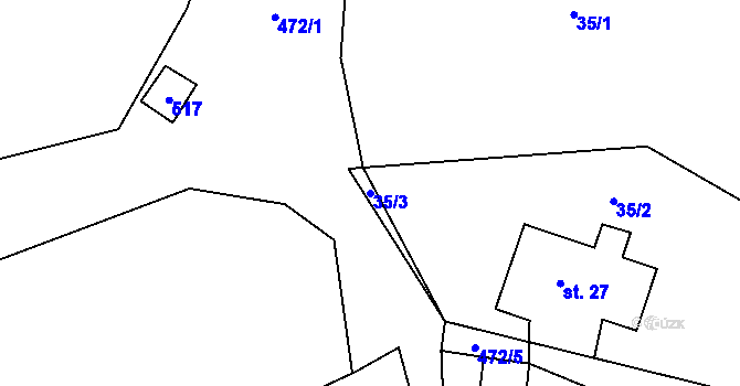 Parcela st. 35/3 v KÚ Volovice, Katastrální mapa